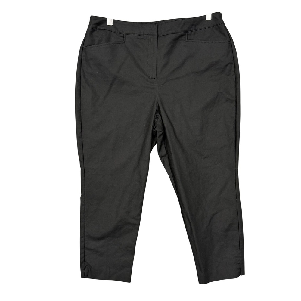 Chicos Pants 2 Womens 12 Black Crop Fabulously Slimming Large Cotton‎ Stretch
